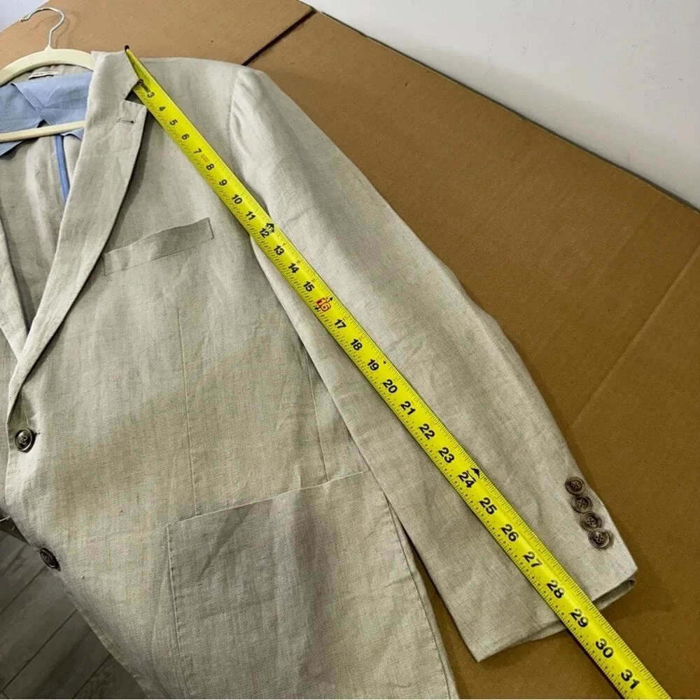 Peter Millar 100% Linen Summer Two Button Blazer‎ Suit Jacket Beige XL